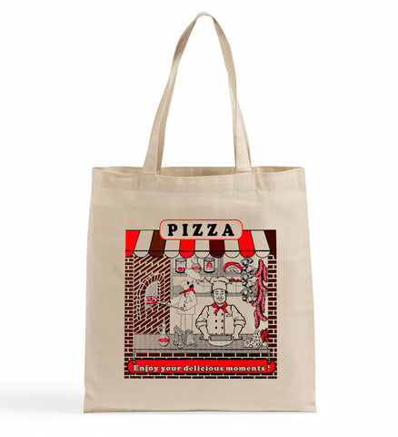 Pizza Box Cotton Canvas Tote Bag