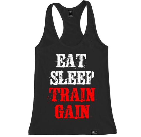 Women's EAT SLEEP TRAIN GAIN Racerback Tank Top