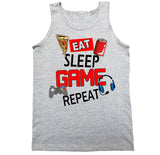Men's Eat Sleep Game Repeat Tank Top