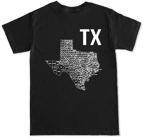 Men's TX TEXAS MAP T Shirt